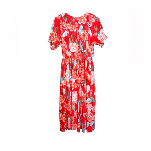 Floral Red Maxi Dress Woman’s Size L - Picture 2 of 2
